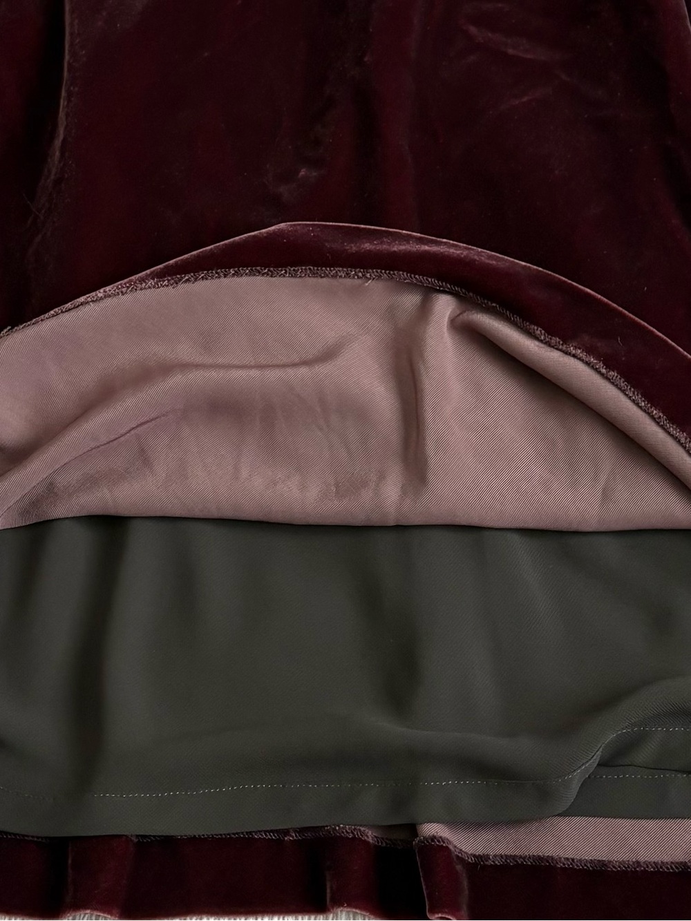 Vintage Ralph Lauren Japan Midi Burgundy Velvet Skirt - Picture 4 of 6